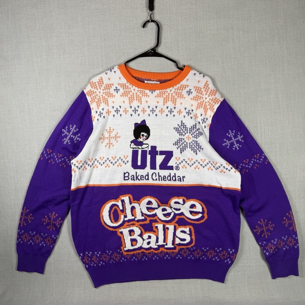 Route One Sweater Men's Large Size UTZ Cheese Balls Apparel Ugly Christmas NWT